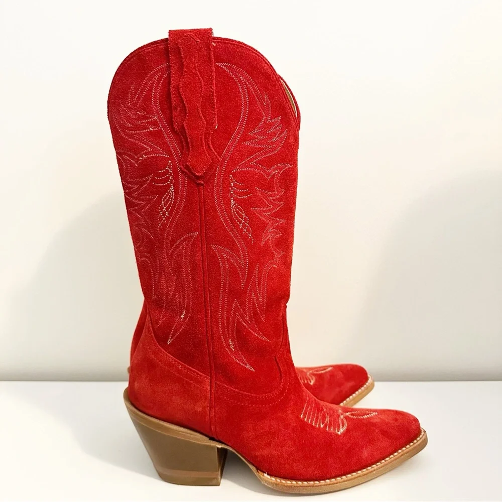 IDYLLWIND WOMEN'S CHARMED LIFE SUEDE WESTERN BOOTS - ROUND TOE RED - Picture 2 of 10